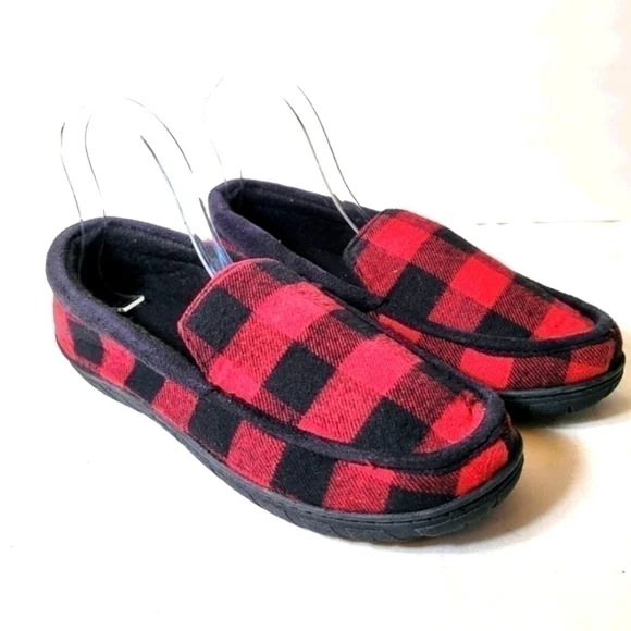 Totes Men’s Plaid Memory Foam Slippers  Size L - Picture 2 of 6